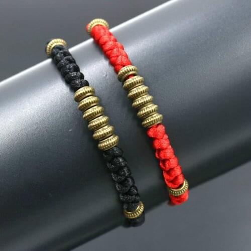 2pcs/set Tibetan Ethnic Beads Thread Bracelet Men Red Rope Thread Braid Knot Bracelets For Women Couples Buddha Jewelry Gift
