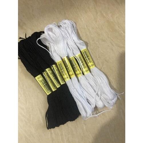 20pcs Black and White Cross Stitch Thread Embroidery Floss Skeins Black Color Hand Sewing Threads DIY Craft Needlework Accessory