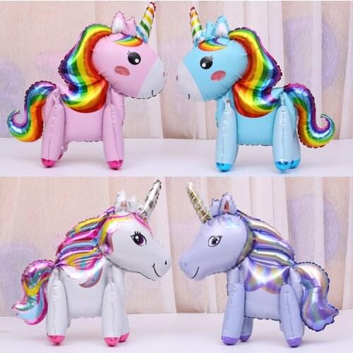3D Unicorn Balloon Rainbow Pegasus Shaped Balloon Wedding Decoration Childrens Birthday Party Toy Aluminum Film Balloon