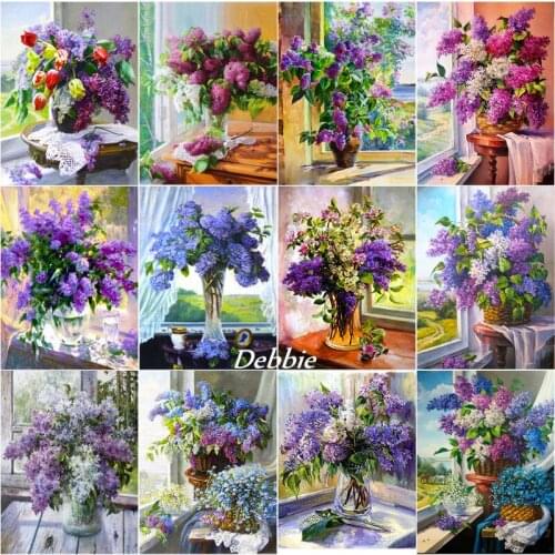 5D DIY Diamond Embroidery Lilac Flower New Arrival Diamond Painting Clove Mosaic Vase Rhinestone Picture Home Decor Gift