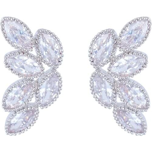 Free Shipping Fashion Swiss Cubic Zircon Pear Cut Jewelry For Women Bridal Wedding Gifts Stud Earrings GLE4023