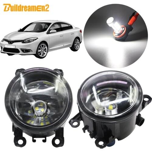 Buildreamen2 For Renault Fluence L30 Saloon Car H11 Fog Light Assembly Lampshade + Lamp DRL 12V 2010 2011 2012 2013 2014 2015