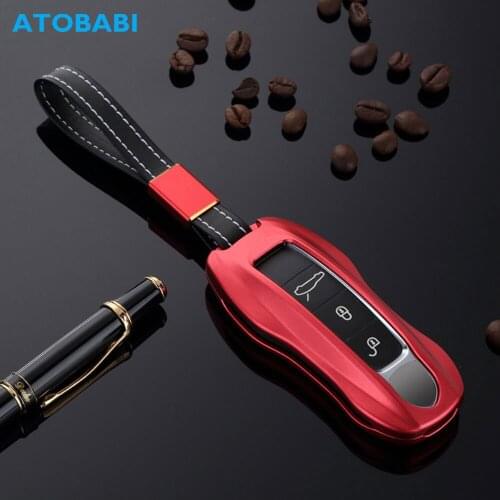 Aluminum Alloy Car Key Case For Porsche Boxter Cayman 911 2018 Smart Keyless Remote Fob Cover Keychain Protector Bag Accessories
