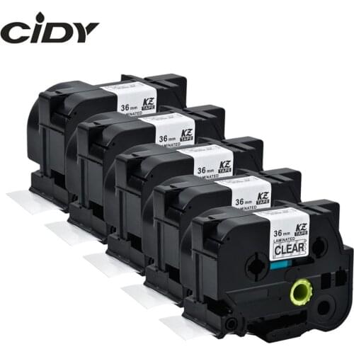 CIDY 5pcs/lots' black on clear tape TZe161 TZE 161 TZE-161 TZ 161 tz161 Compatible brother P-touch TZ Tze label tape