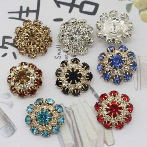 1Pcs 21mm High-grade multi-color rhinestone hook button golden white red pearl rhinestone coat buckle decorative buckle C030