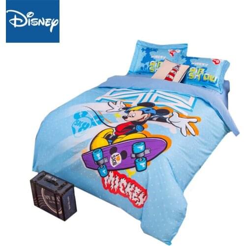 Disney Mickey Mouse queen size comforter Bedding Sets for kids Cartoon Duvet Cover 4/5pc Cotton Single Sizes bed sheets hot sale