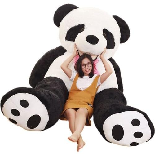 Dorimytrader JUMBO Cuddly Cartoon Smiling Panda Plush Toy Huge Stuffed Anime Bear Doll Sofa Tatami Gift Decoration 260cm 160cm