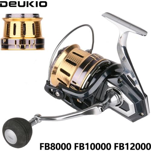 DEUKIO Spool Spinning Reel Fishing Reel Max Drag Prowe FB8000 FB10000 FB12000 High Speed 4.1:1 1BB CNC Handle Carp Reel Fishing