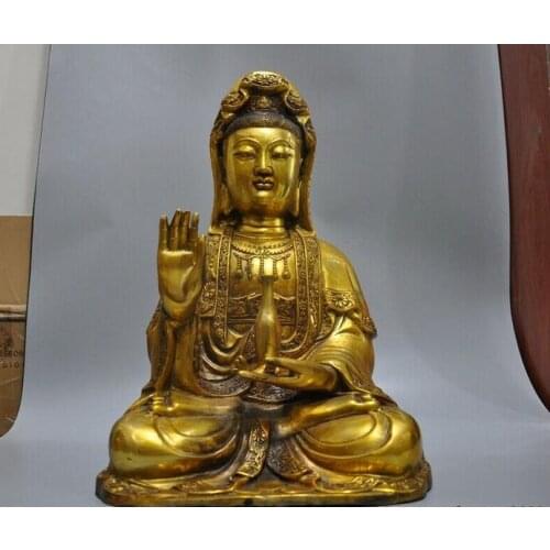 China Buddhism bronze copper goddess Kwan-yin Guanyin Bodhisattva Buddha statue