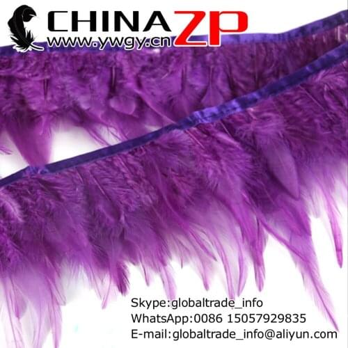 CHINAZP Factory Wholesale Price Yard Best Quality Dyed Purple Rooster Hen Saddle Feathers Trim