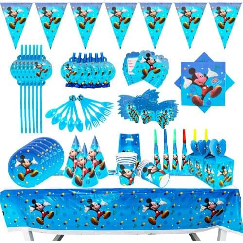 Cartoon Disney Mickey Mouse Birthday Party Tableware Sets Decorations Kids For Supplies