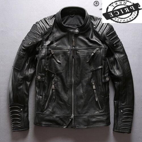 Winter Natural Genuine Leather Jacket Men Clothing 2021 Streetwear 100% Real Cow Leather Coat Male Motorcycle Coats 2a05a