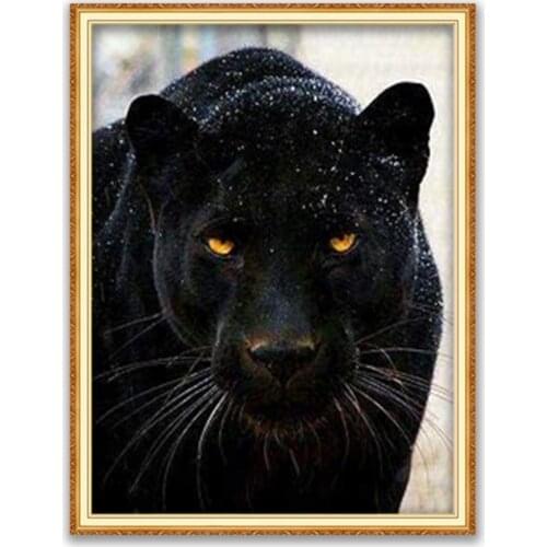 Animal Black Panther DIY Cross Stitch Embroidery 11CT Kits Craft Needlework Set Cotton Thread Printed Canvas Home Decoration Hot