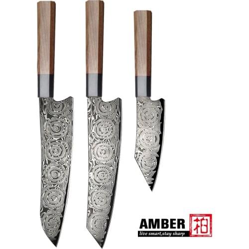 AMBER 1-3pcs Kitchen Knives Set 67 Layers VG10 Damascus Steel 8.5 inch Chef Knife Premium Rosewood Handle Japanese Cleaver Gyuto
