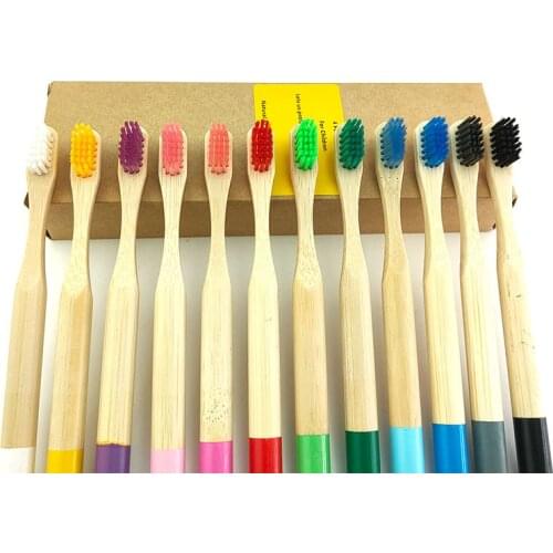 Natural Kits Bamboo Wood Toothbrush Children Colorful Soft Bristles Child Tooth Bushes Biodegradable Oral-Care Cleaning Tool Set