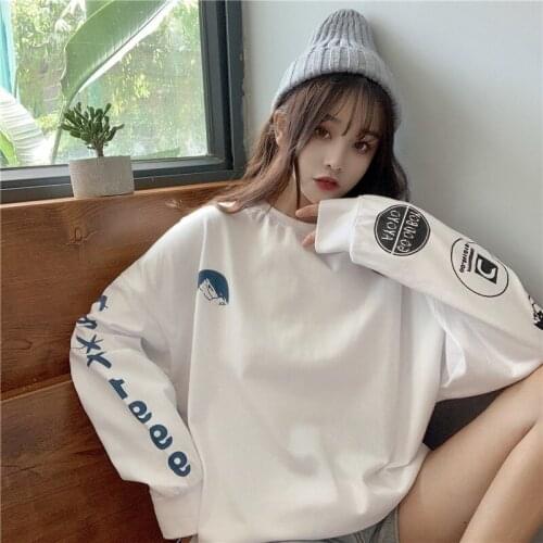 Sudaderas 2021 New Korean Version Of The Early Autumn Long-Sleeved Pullover Sweater Womens Thin Loose And Lazy Style Sweatshirt