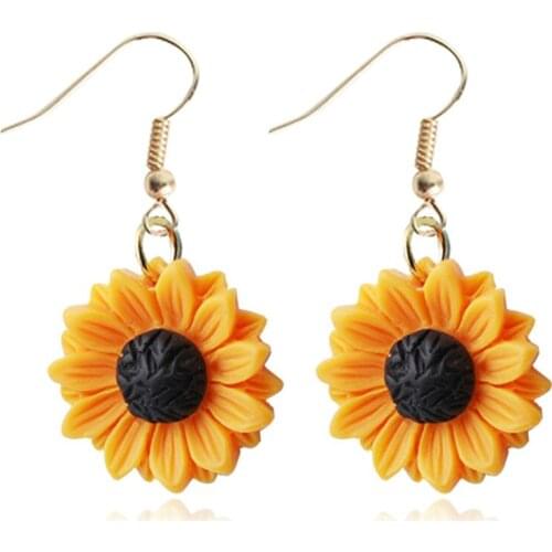 New Personalized Fashion Sunflower Earrings Earrings Alloy Inlaid Artificial Sun Sunflower Earrings Earrings Women Jewelry