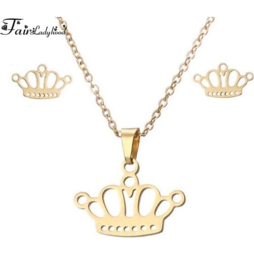 Fairladyhood Necklace and Earrings Stainless Steel Jewelry Set