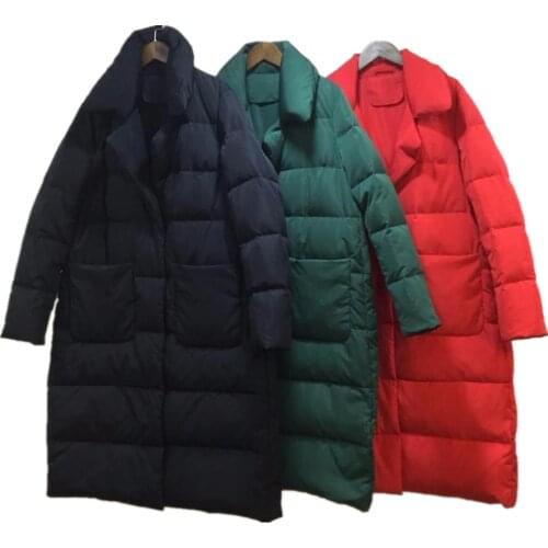 Fashion Brand Oversized 100% Duck Down Thicker Warm Parkas Coat Female Suit Neck Cloak Style loose Long Down Coat Jacket wq75