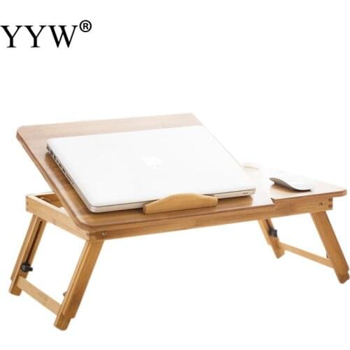 Bed Tray Desk Bamboo Laptop Table Stand For Bed Computer Desk Bed Sofa Folding Adjustable Laptop Desk PC Desk With Drawer