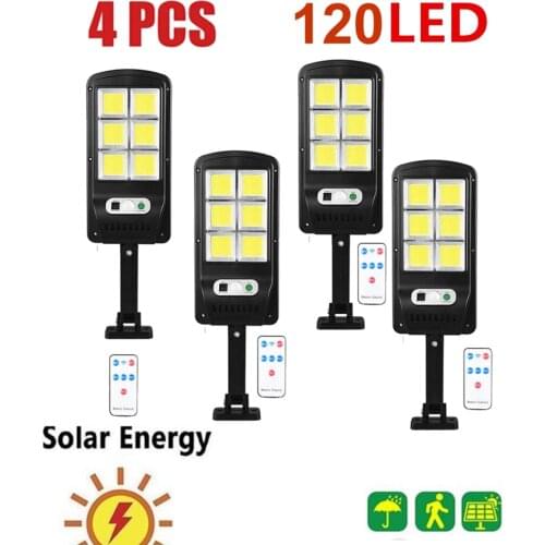 Remote 1-4pcs 48-128 Solar Power Lamp PIR Motion Sensor Solar Garden Lights Outdoor Waterproof Energy Saving Wall Yar floodlight