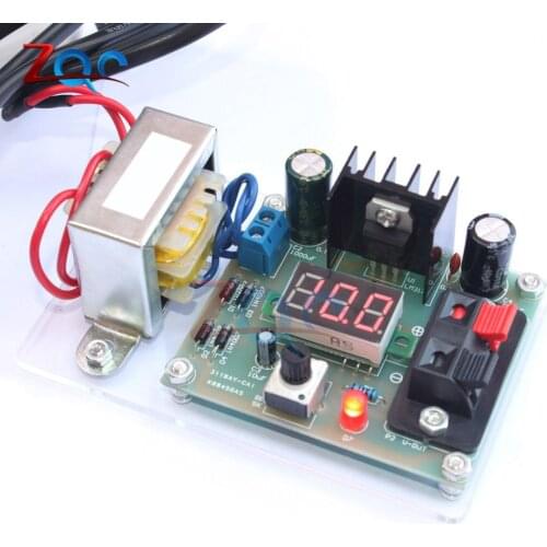 Adjustable Voltage Regulator AC to DC 220V to 12V Step Down Power Supply Buck Converter Transformer DIY Kit Voltmeter EU Adapter