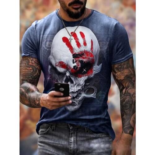 Printed pattern European and American style 2021 comfortable 3D digital breathable fashion mens round neck T-shirt printing