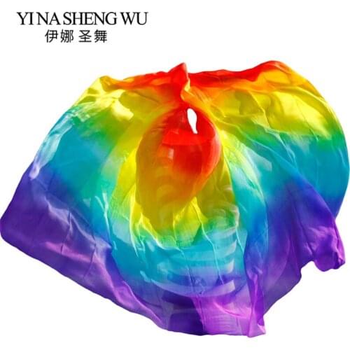 Tie-dye Performance Props Silk Veil Adults Belly Dance Silk Veils 3-7 Colors Veil Belly Dance Practice Silk Veil 250/270*114 cm