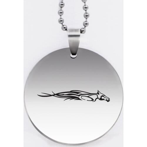 Ufine jewelry running horse pendant army card round disc stainless steel customed necklace N4511