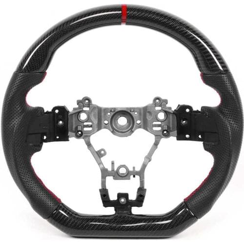 Carbon Fiber Steering Wheel Nappa Preforated Leather W/ Red Stitching Fit for Subaru WRX/STI 2015 2016 2017 2018- 2020