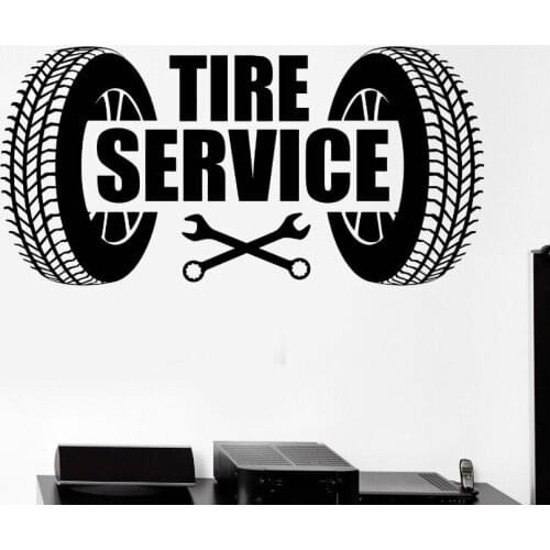 Vinyl Wall Decal Car Tire Service Logo Wall Sticker Car Repair Garage Wall Art Mural Decoration Car Service Wallpaper AY922