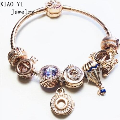 XIAOYI 2020 NEW S925 Autumn Forest Crown hollow balloon fan dream car logo high-end party diy bracelet European sister wholesale