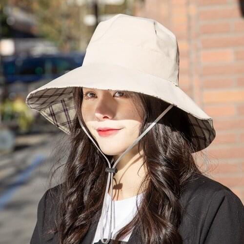Womens Summer Flap Cover Cap Cotton UPF 50+ Sun Shade Hat with Neck Cord Summer Bucket Cap for Travel