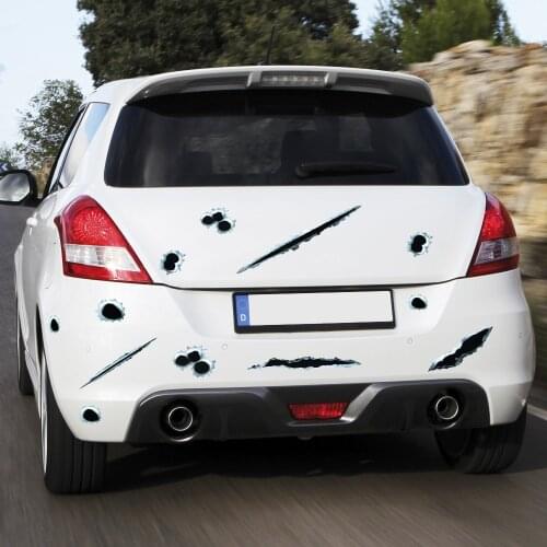 1Pcs Funny Car Stickers 3D Bullet Hole Car Side Stickers for lada niva kalina priora granta largus vaz samara 2110 GAZ Gazelle