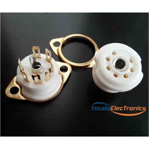 10PCs Gold plated GZC7-F-G 7pin Vacuum tube socket for 6J1 6J2 2P2 6Z4 6X4 6A2