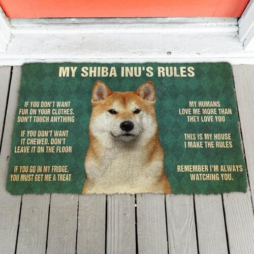 3D My Shiba Inus Rules Doormat Non Slip Door Floor Mats Decor Porch Doormat