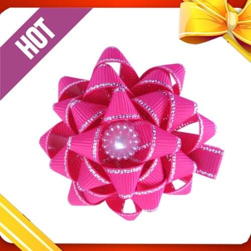 50 pcs BLESSING Girl Hair Accessories layers lined clips 3" wave hair bows attached the elastics