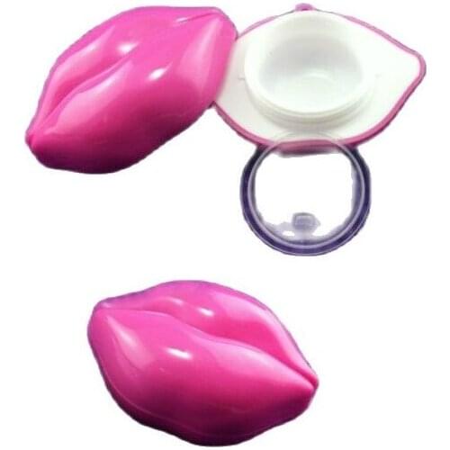 50pcs/lot Pink Lip Shape Cosmetic Plastic Jar, Empty Cosmetic Cream Container with Screw Cap, DIY Facial Cream Package Box