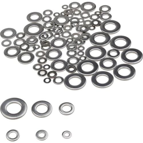 6Sizes M3/M4/M5/M6/M8/M10 Stainless Steel Flat Spring Washers 105pcs/lot Metric Flat Gasket Kit Assortment For Hardware