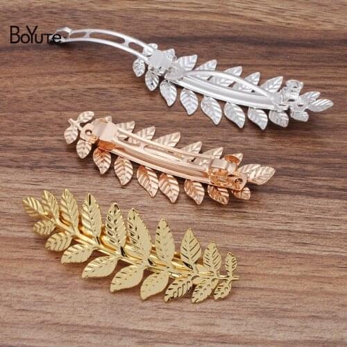 BoYuTe 10Pcs 12CM Leaf Hair Clip Pin Metal Iron Diy Hand Made Hair Jewelry Accessories Parts