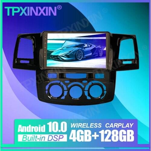Carplay Android 10.0 4+128G For Toyota Hilux Fortuner MT 2008 Car GPS Navigation Headunit Auto Radio Stereo Multimedia Player