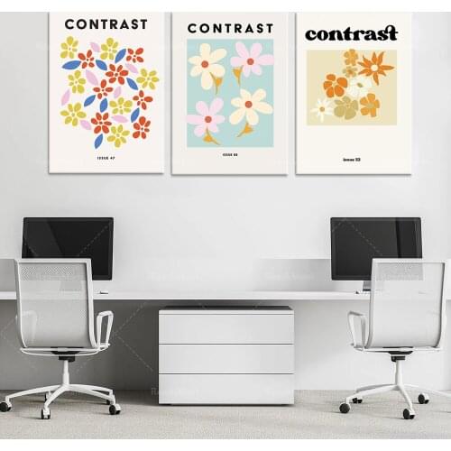 Floral art prints, Henri Matisse style, exhibition posters, abstract wall art, modern room decoration, bohemian style floral bed