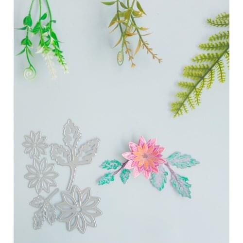 Green leaves with flowers beautiful flowers decorative metal cutting mold, DIY scrapbook, photo album, relief card, handicraft mold