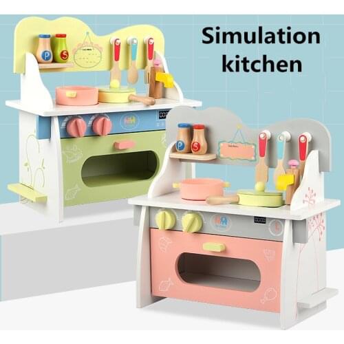 Wooden Play House Colorful Mini Kitchen Simulation Kitchen Utensils Childrens Kitchen Cooking Parent-child Interactive Toys