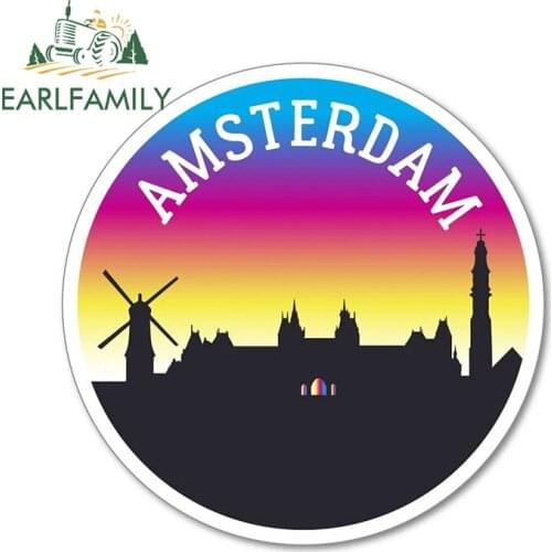 EARLFAMILY 13cm x 13cm for Amsterdam Car Sticker DIY Motorcycle Stickers 3D Fashion Decals Waterproof Scratch-proof Decoration