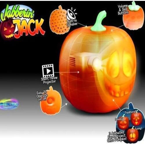 Pumpkin Lantern Halloween Props LED Flash Talking Animated Electric Projection Lamp Speaking Singing Glowing Funny Toy For Kids