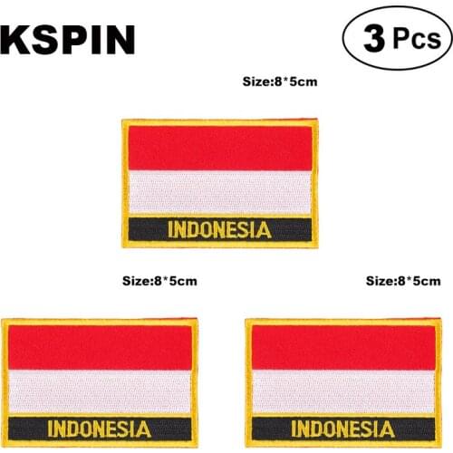 Indonesia Rectangular Shape Flag patches embroidered flag patches national flag patches for clothing DIY Decoration