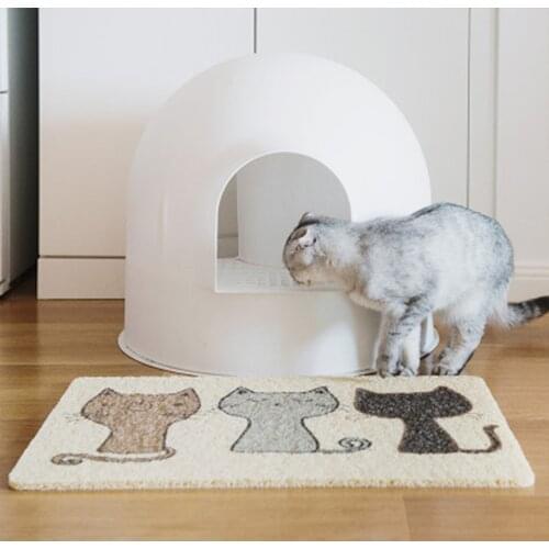 Pet Cat Litter Mat Foldable PVC Cats Mat Bottom Non-slip Pet Litter Catcher Mat Cat Fish Bowl Placemat Printing Cat Accessories