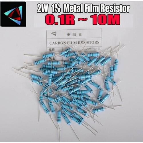 10pcs 2W Metal Film Resistor 1% 0.1R ~ 10M 1R 4.7R 10R 22R 33R 47R 1K 4.7K 10K 100K 0.22 0.33 0.47 0.56 0.68 0.75 0.82 0.91 ohm