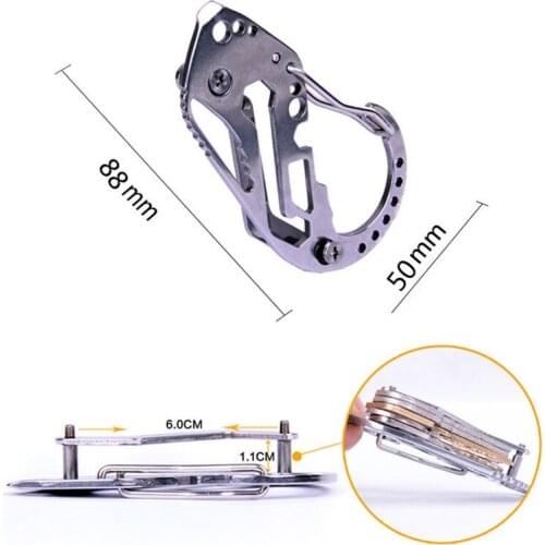 Multi Function Stainless Steel Keychain Key Holder Carabiner Hook Flat Spanner Wrench for Outdoor Hiking Camping EDC Tools Tool